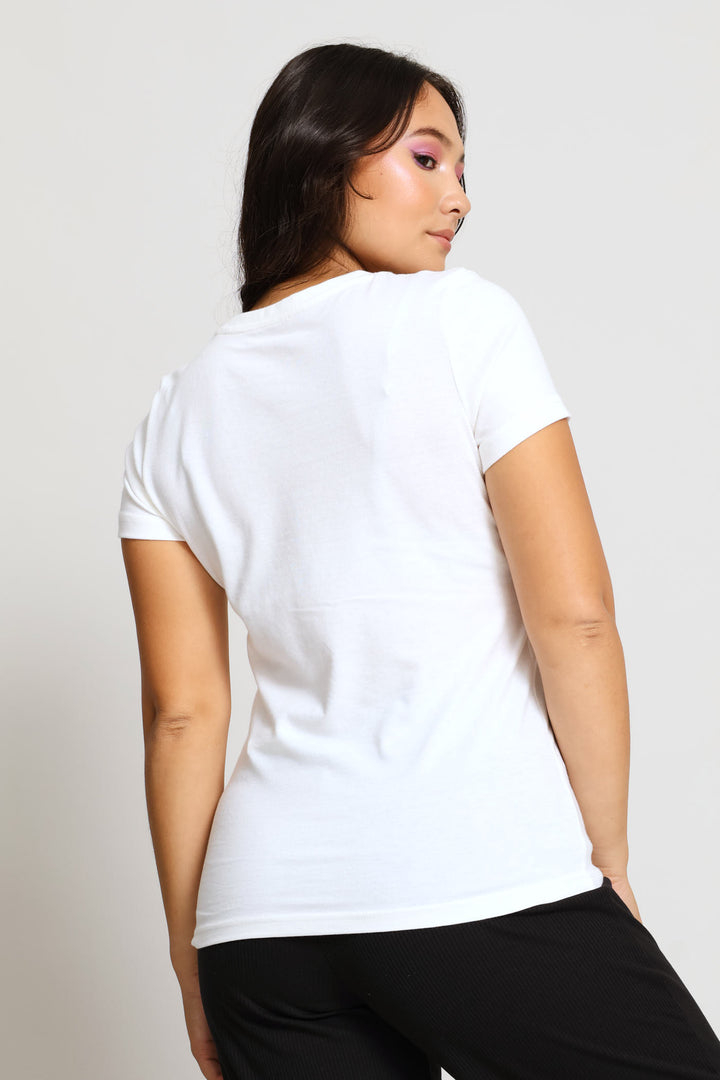 Graphic Varsity Tee - White