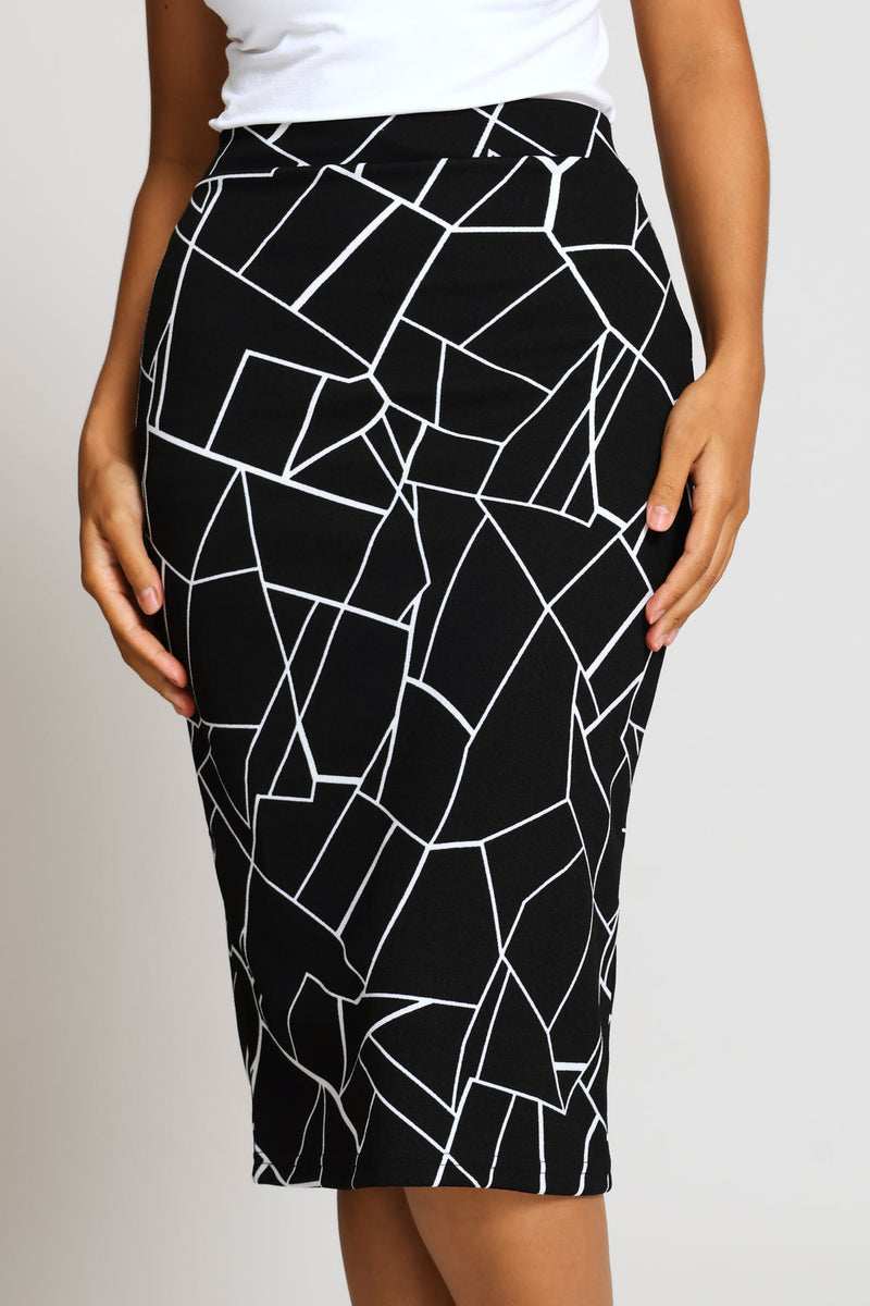 2 Pack Basic Career Skirt - Black/White