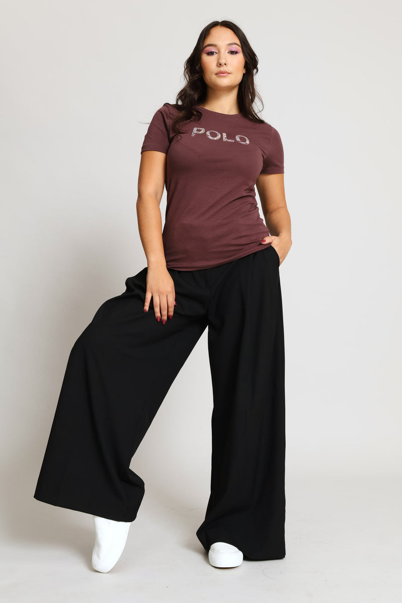 Anlia Embellished T-Shirt - Brown