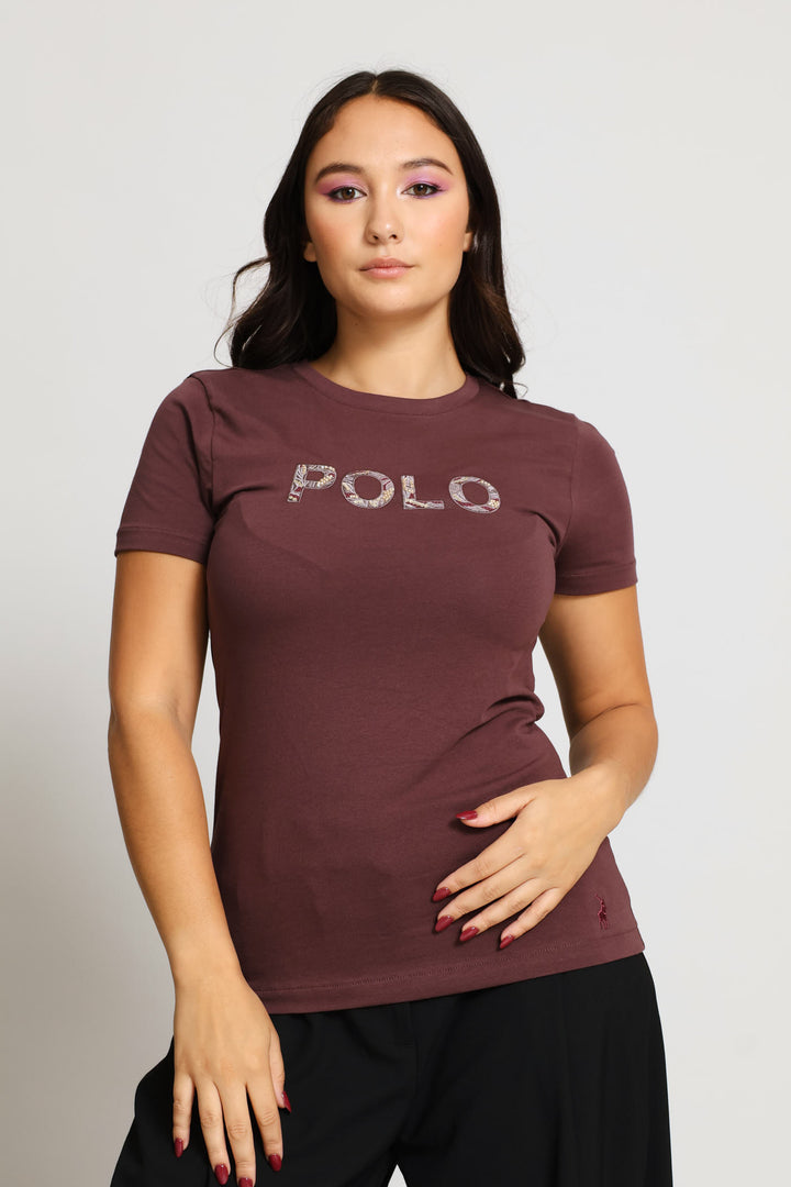 Anlia Embellished T-Shirt - Brown