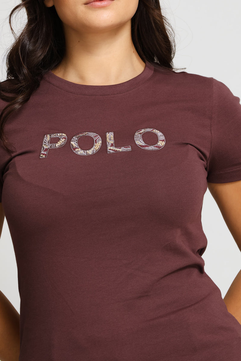 Anlia Embellished T-Shirt - Brown