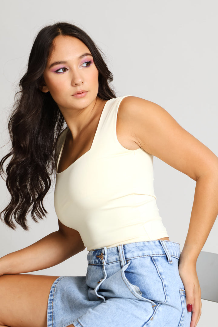 Skin Tight Square Neck Tank - Yellow