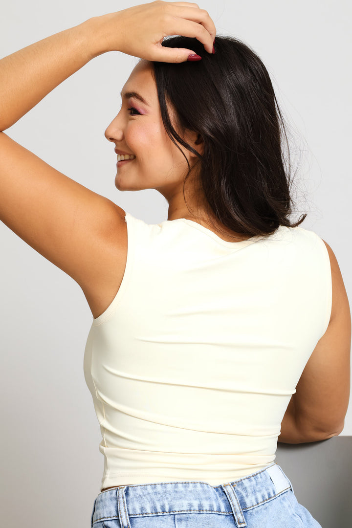 Skin Tight Square Neck Tank - Yellow