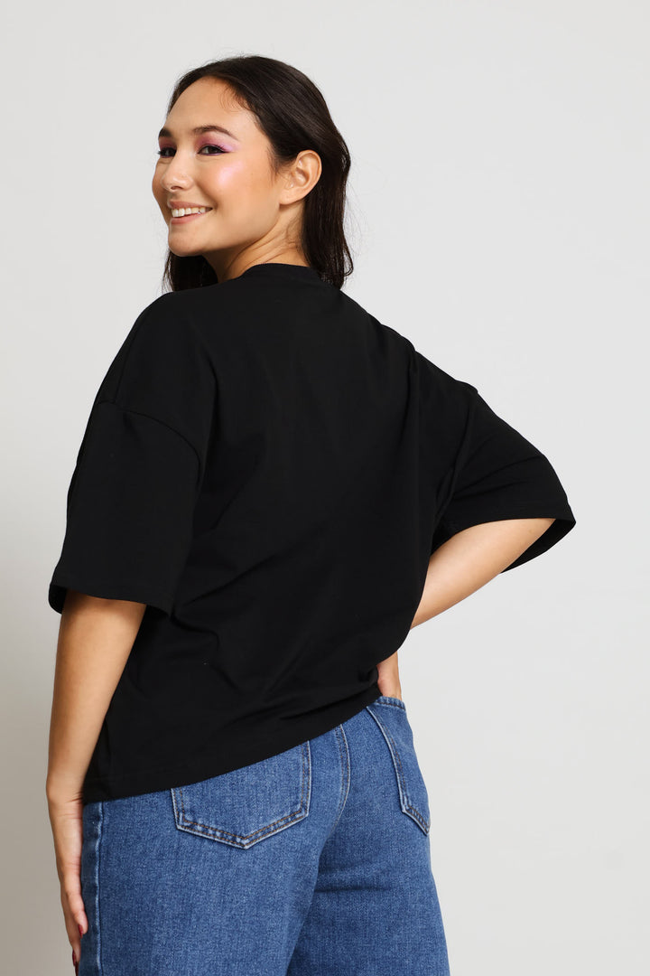 Cherry Cubes Oversized Boxy Tee - Black