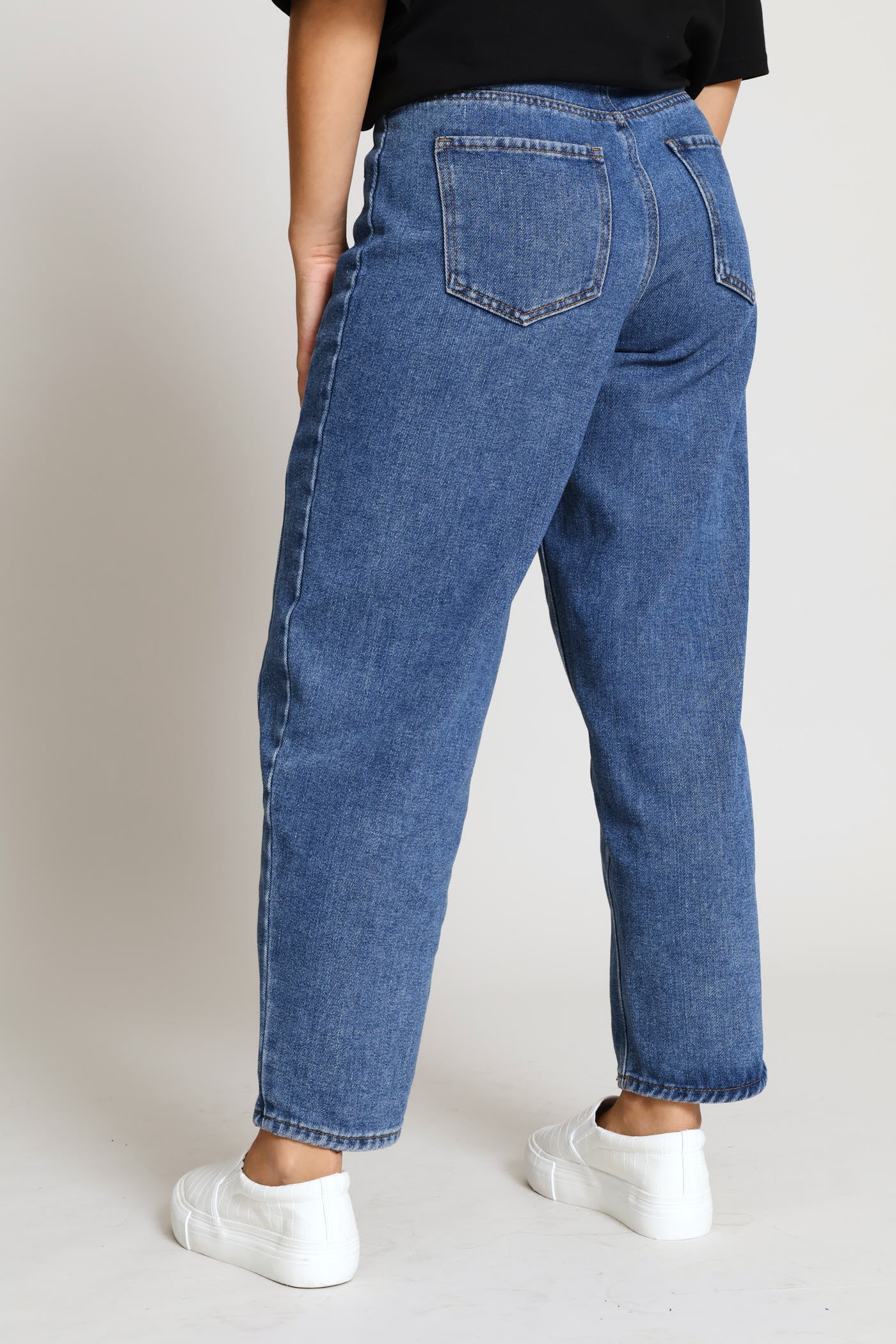 Ladies Side Panel Barrel Denim - Mid Blue – Edgars