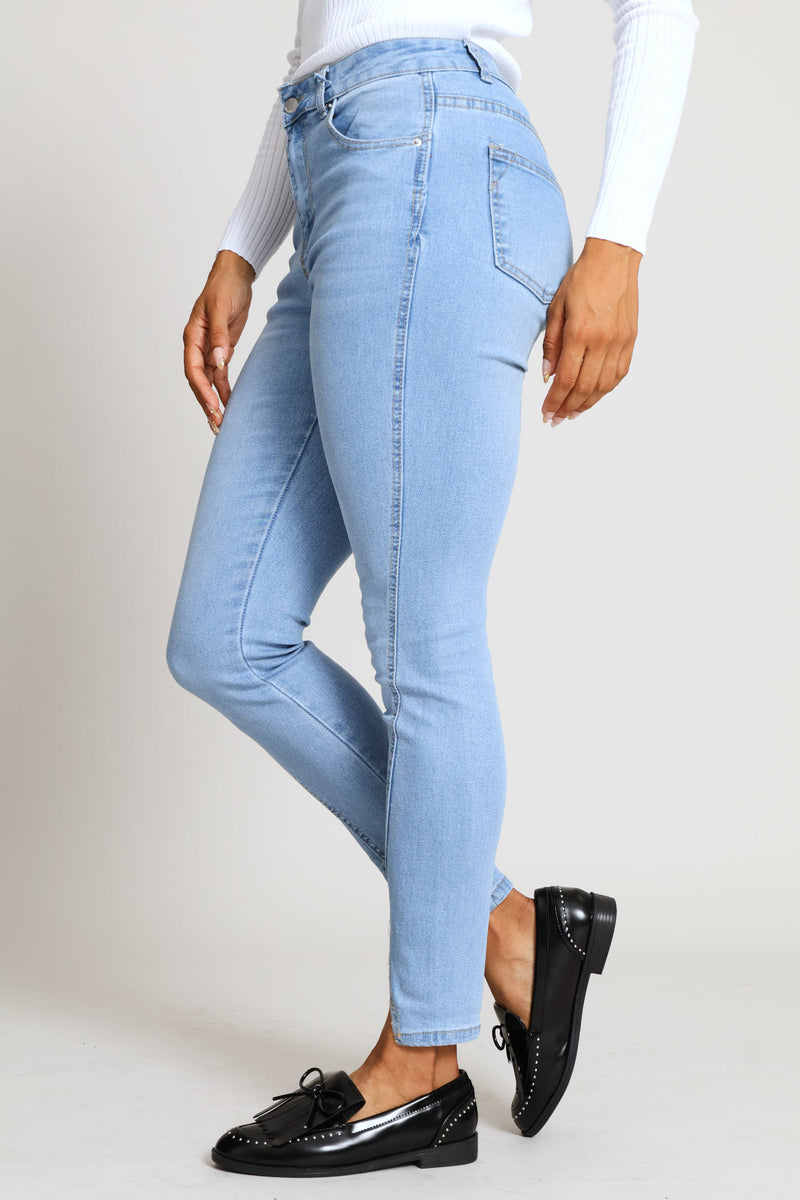 Split Hem Skinny Denim - Light Wash