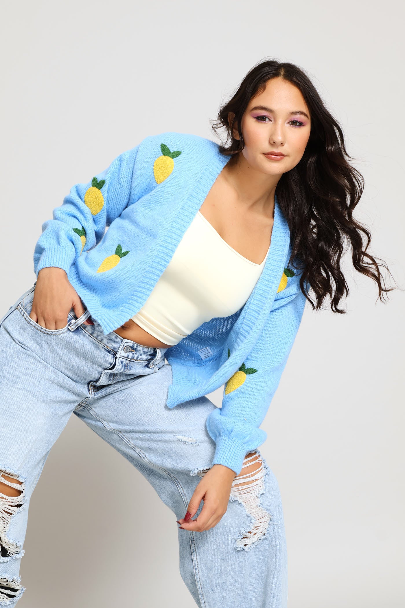 Ladies Lemon Open Cardi - Light Blue – Edgars