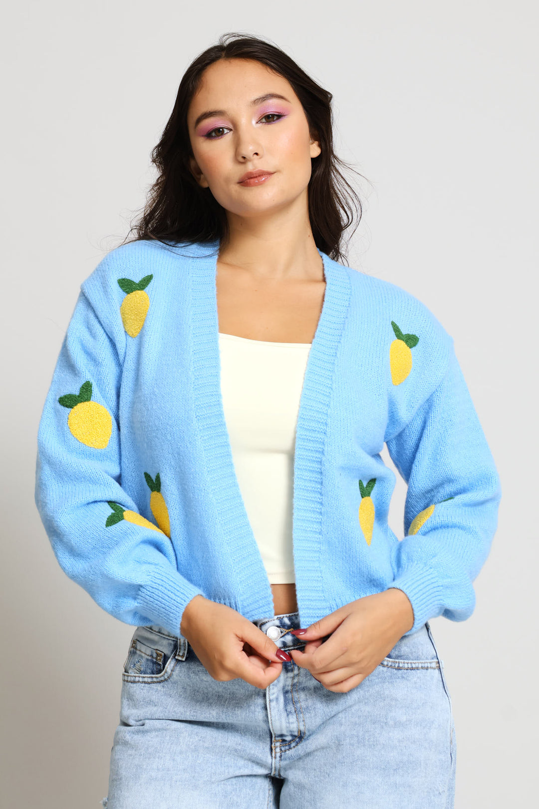 Lemon Open Cardi - Light Blue