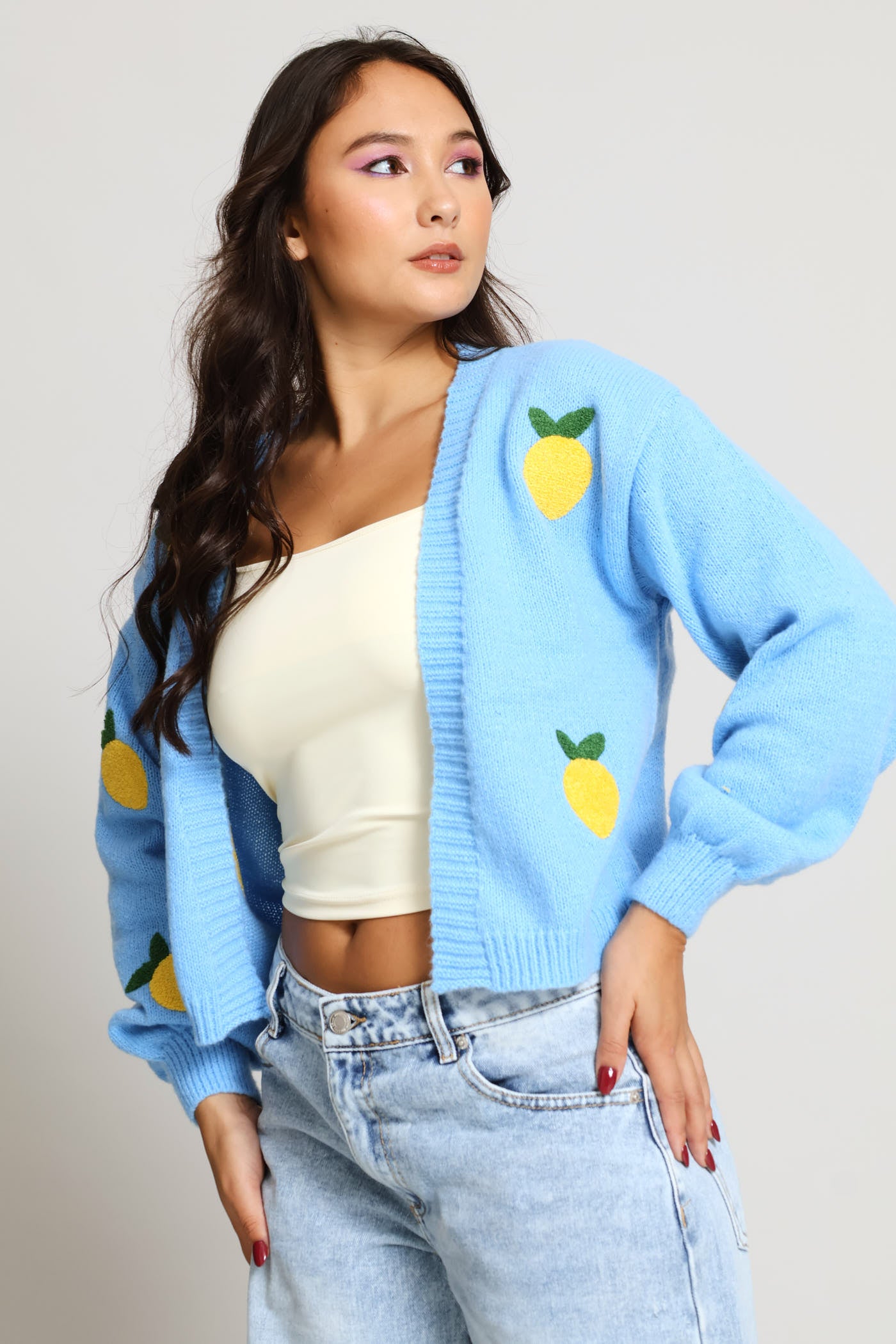 Ladies Lemon Open Cardi - Light Blue – Edgars