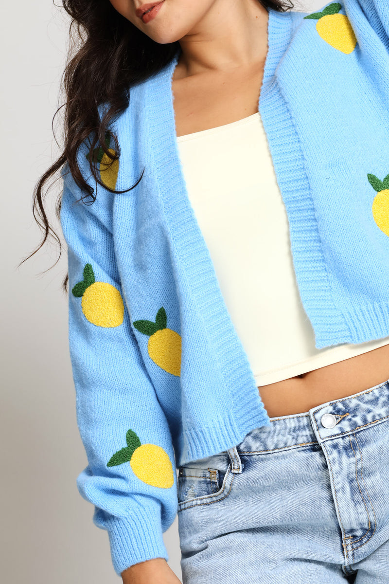 Lemon Open Cardi - Light Blue