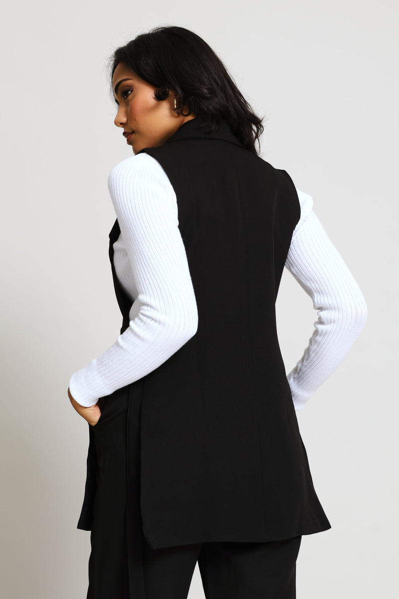 D-Ring Sleeveless Blazer - Black
