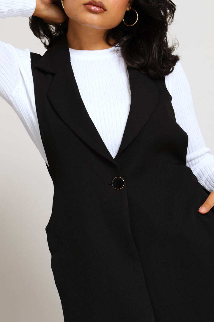 D-Ring Sleeveless Blazer - Black