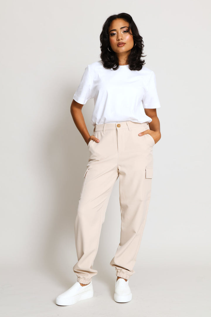 Rib Neck Cotton Regular Tee - White