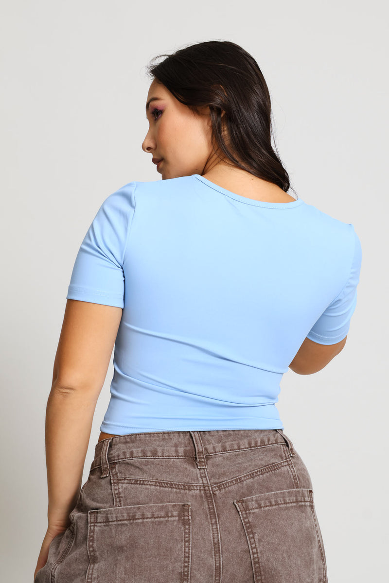 Skin Tight Square Neck Tee - Light Blue