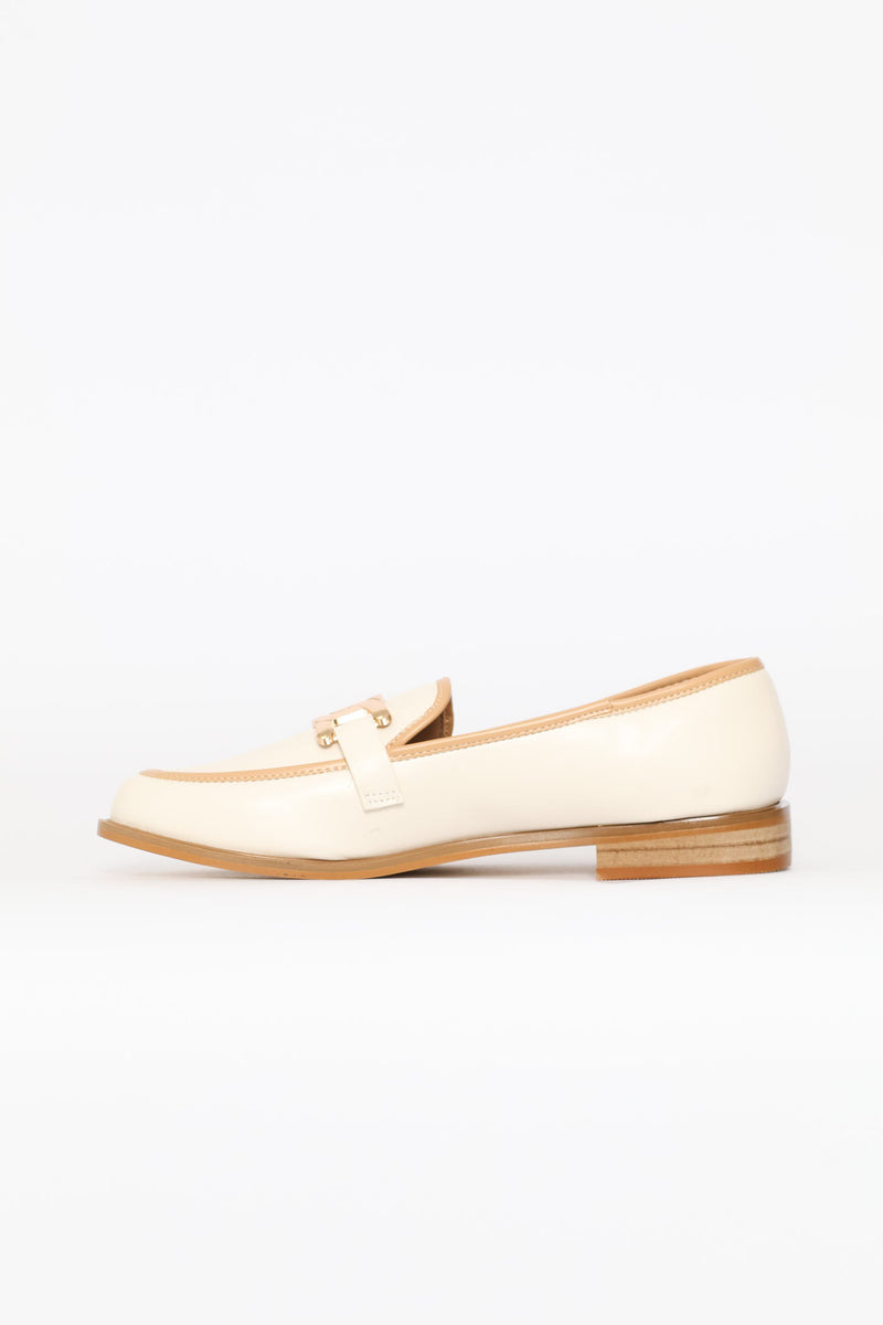 Contrast Tipping Loafer With Trim - Off White