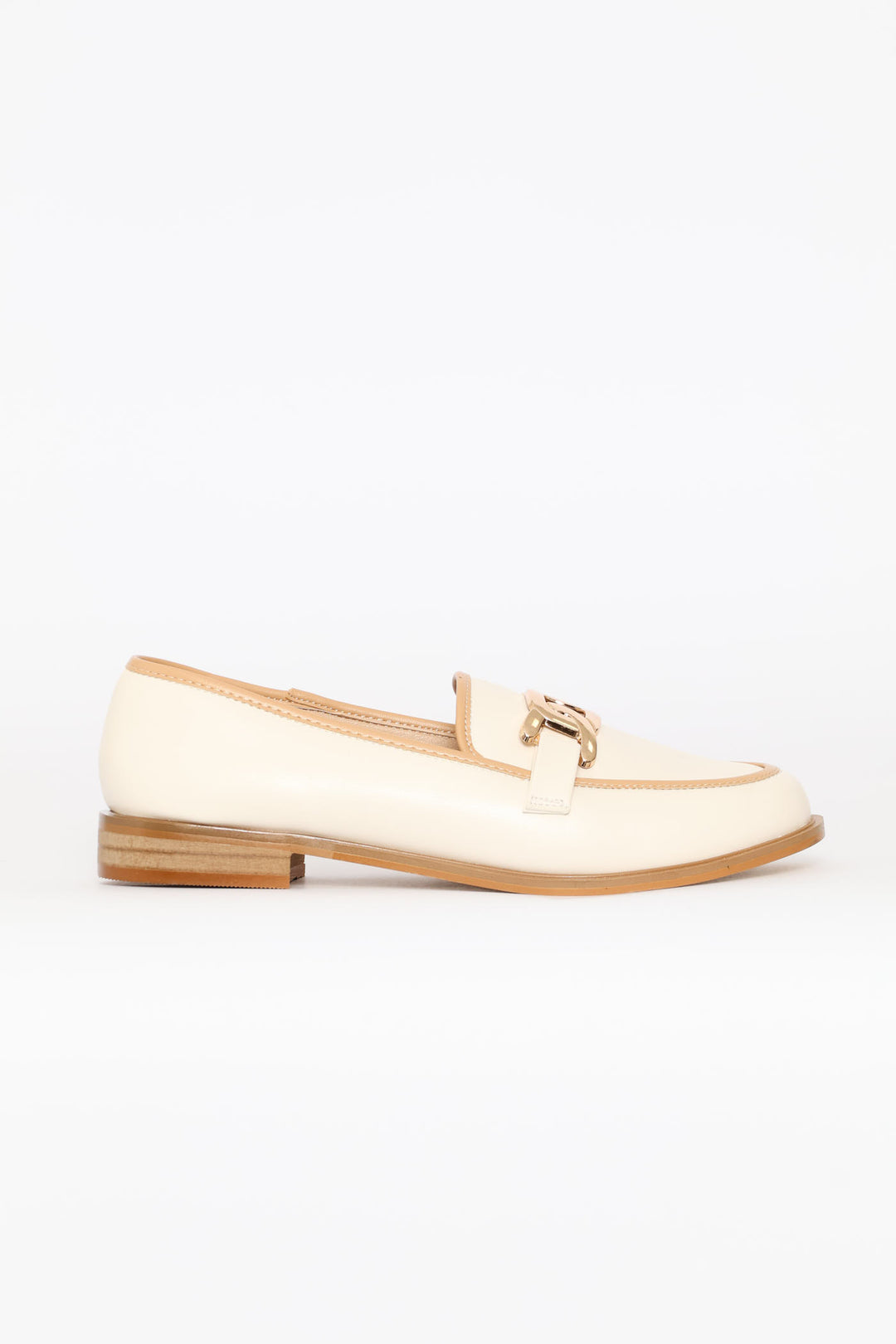Contrast Tipping Loafer With Trim - Off White