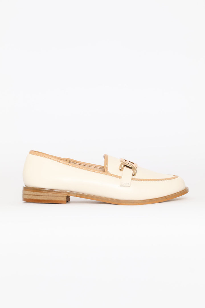 Contrast Tipping Loafer With Trim - Off White