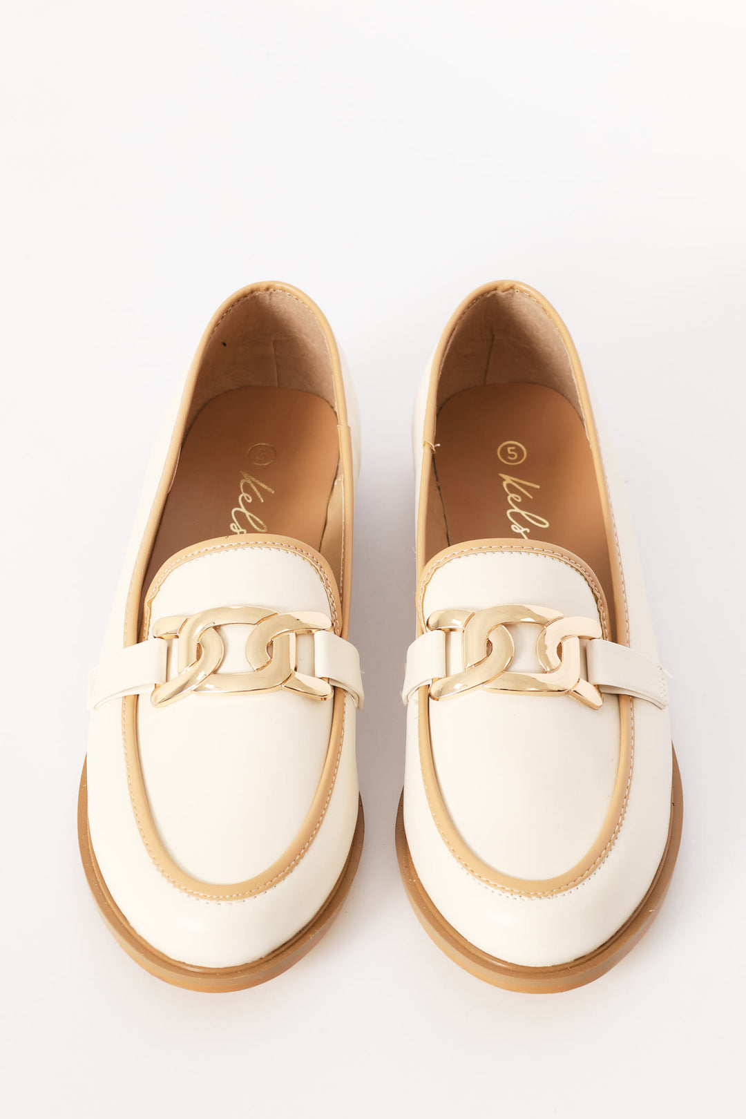 Contrast Tipping Loafer With Trim - Off White