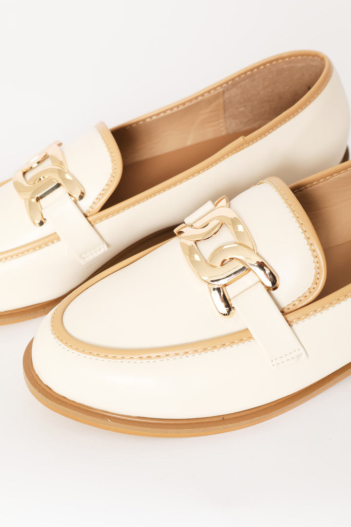 Contrast Tipping Loafer With Trim - Off White