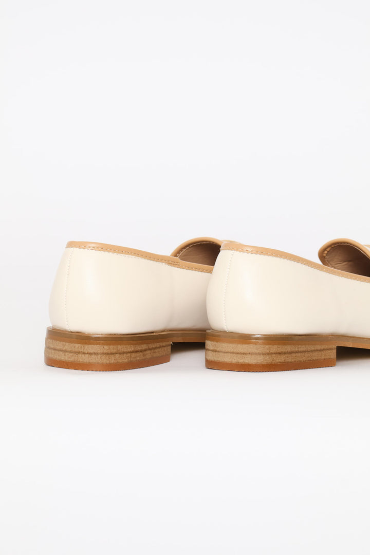 Contrast Tipping Loafer With Trim - Off White