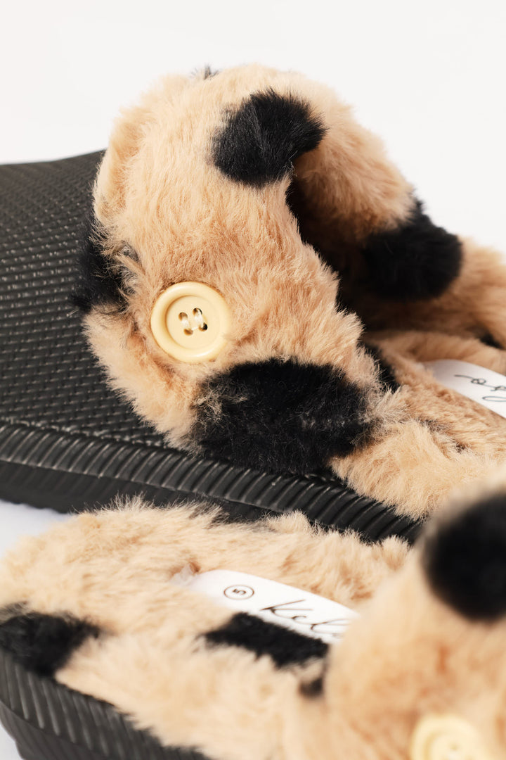 Printed Lined Closed Toe Slipper - Black