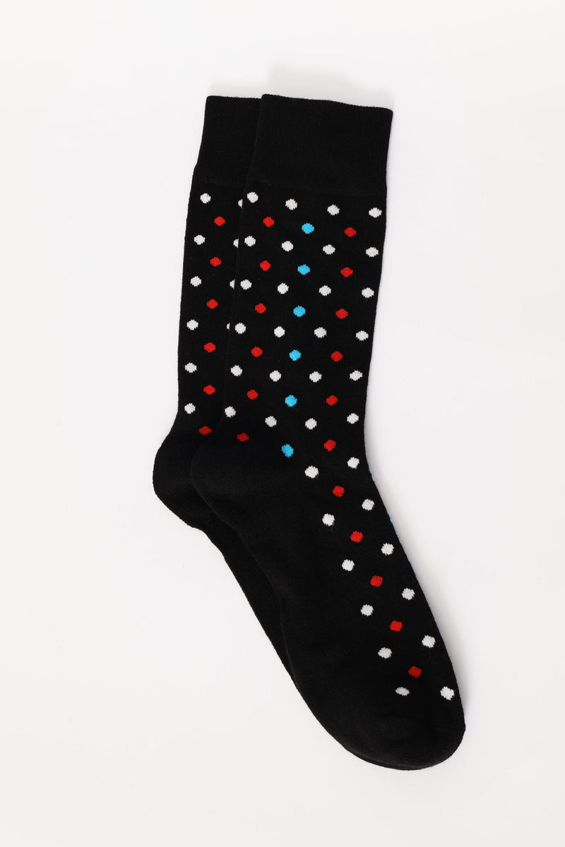 Single Multi Dots Anklet Sock - Navy