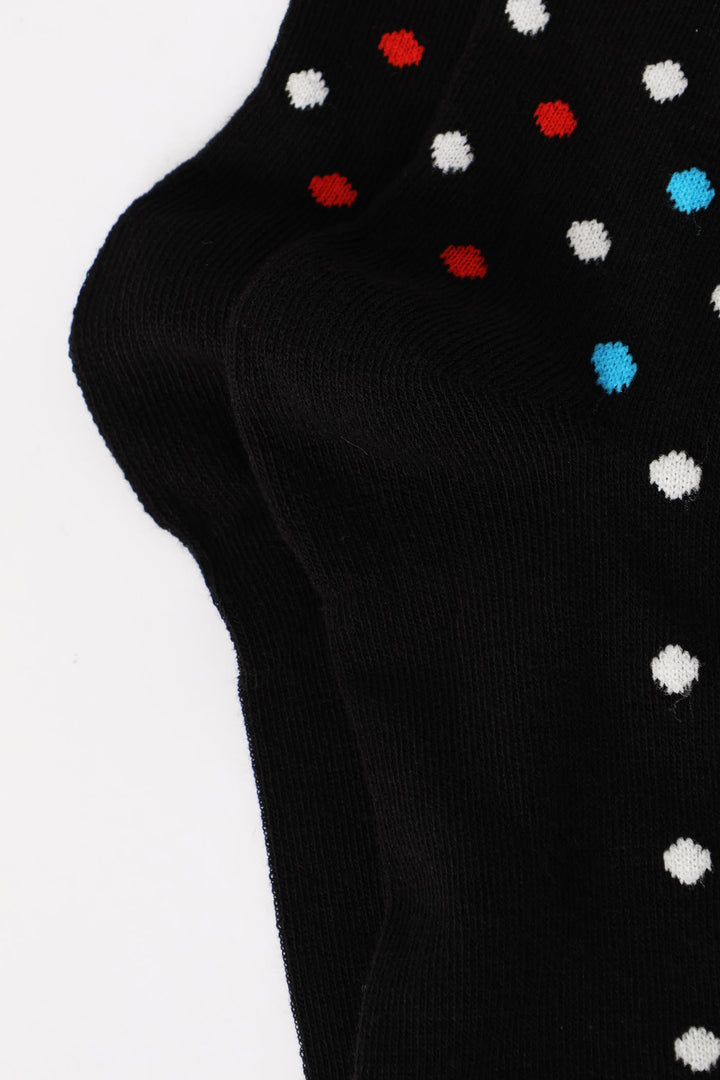 Single Multi Dots Anklet Sock - Navy