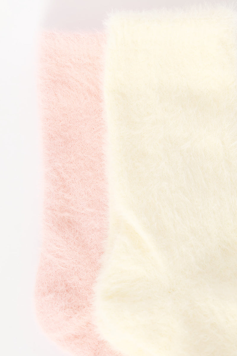 2 Pack Chenille Cosy Socks - White/Pink