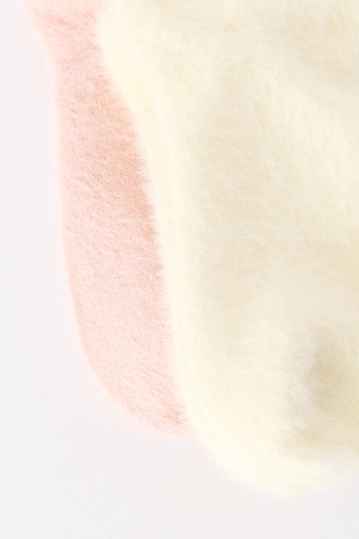 2 Pack Chenille Cosy Socks - White/Pink
