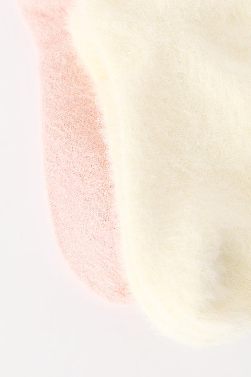 2 Pack Chenille Cosy Socks - White/Pink