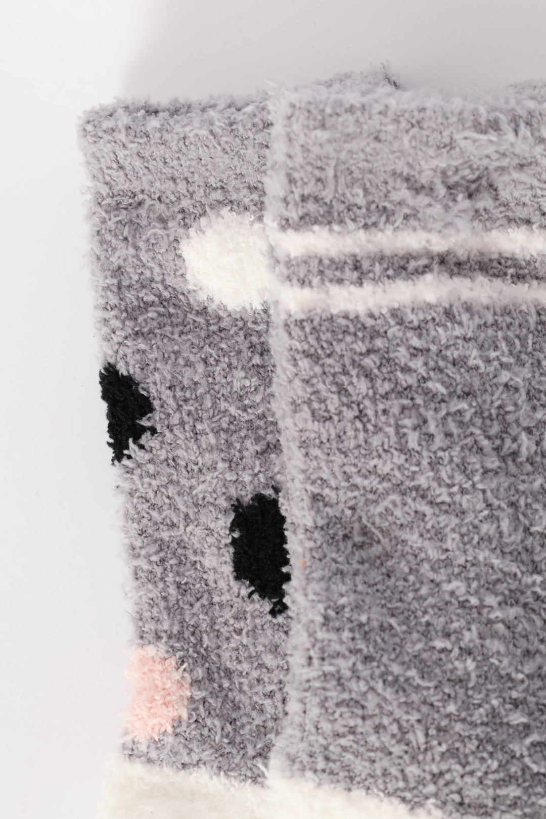 Girls Stripe Embroidery Fluffy Socks - Grey