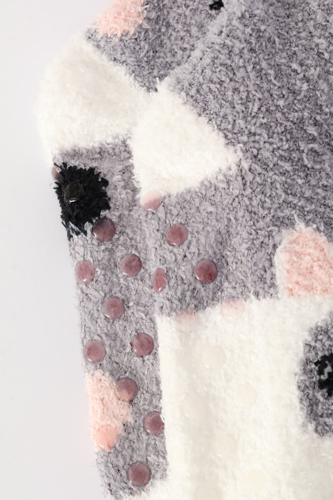 Girls Stripe Embroidery Fluffy Socks - Grey