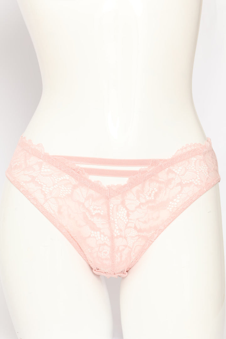 Microfibre & Lace Bikini Panty - Pink