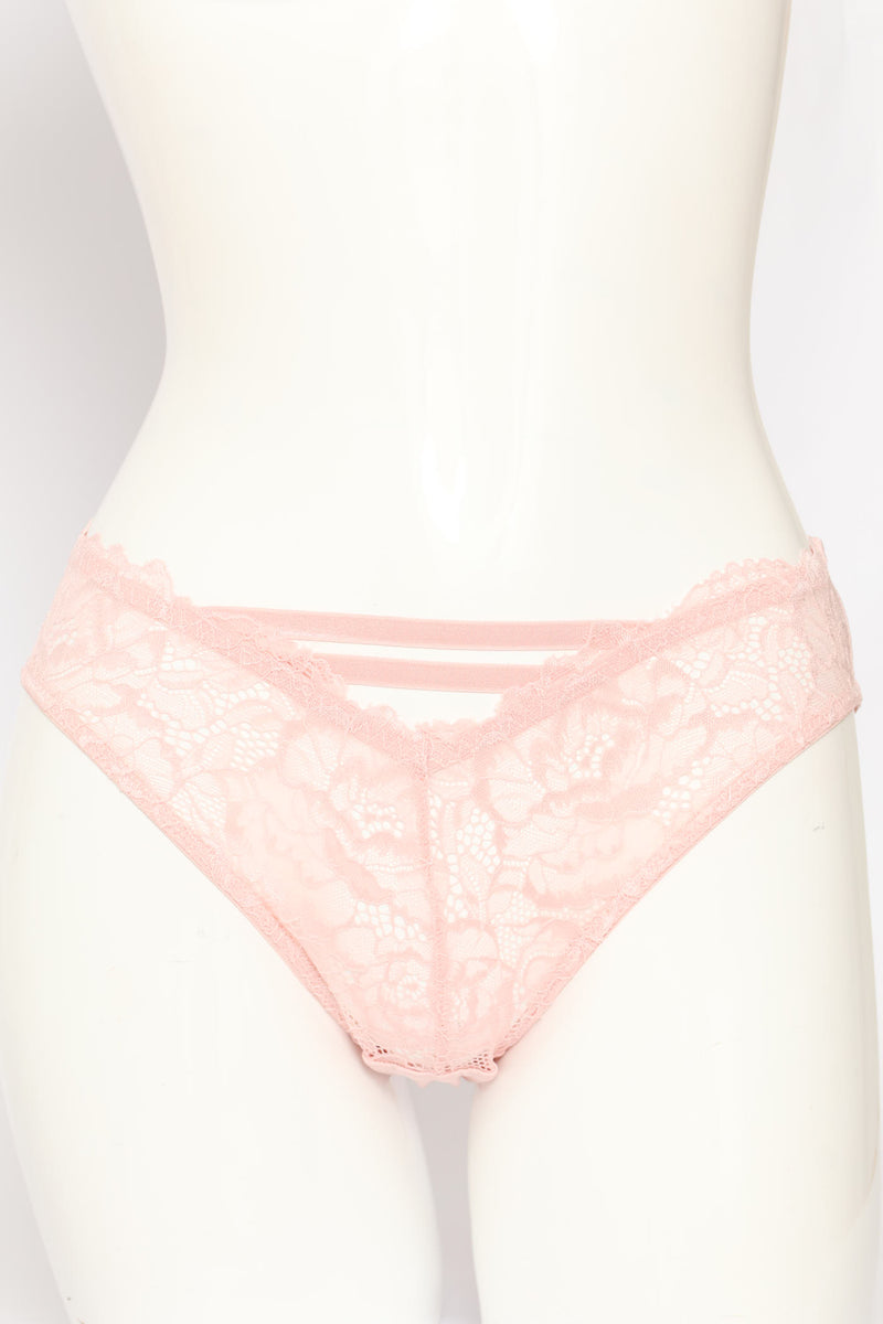 Microfibre & Lace Bikini Panty - Pink