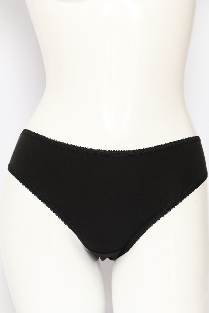5 Pack Cotton Bikini Panties - Black