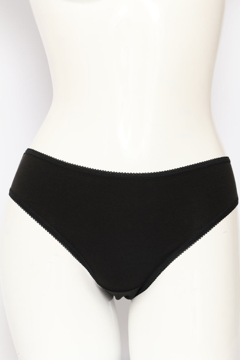 5 Pack Cotton Bikini Panties - Black