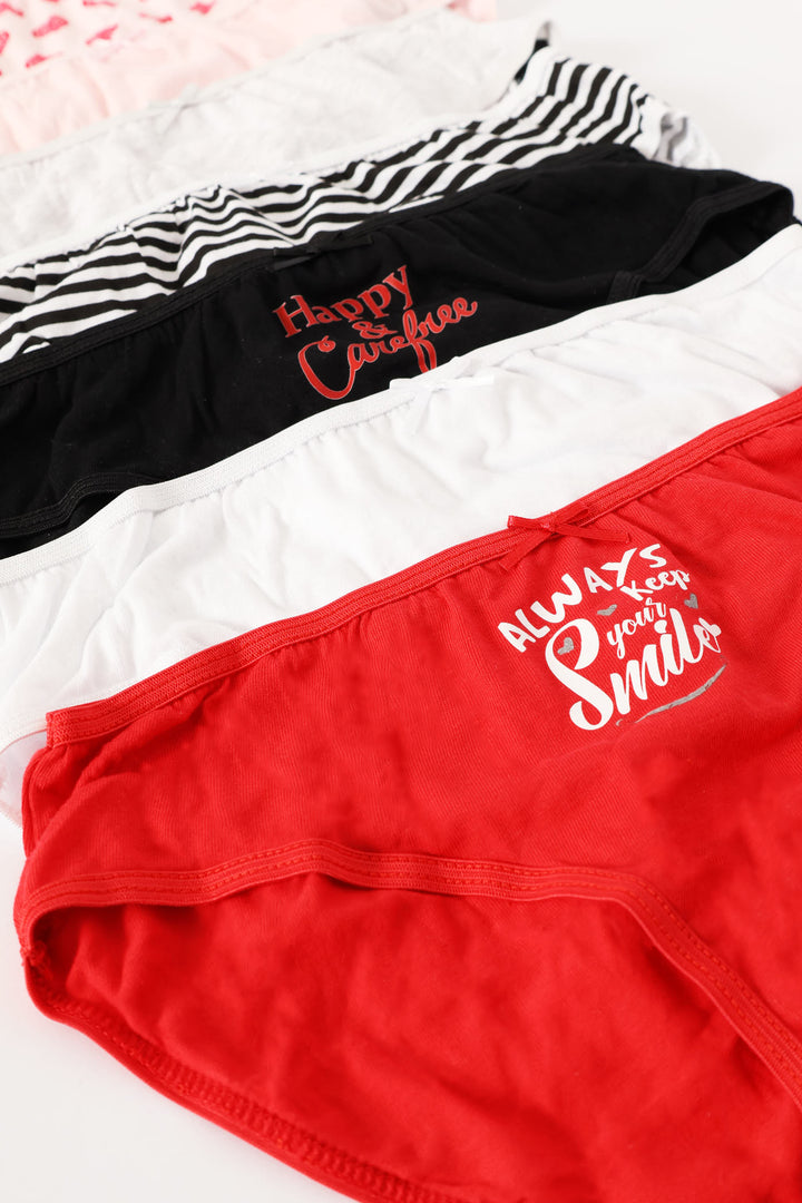 Girls 7 Pack Printed Hearts Panties - Multi