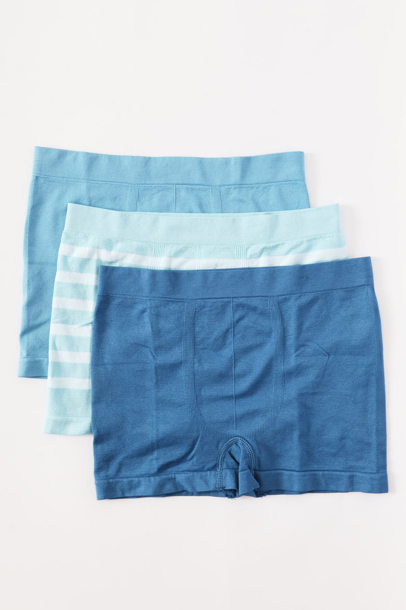 Boys 3 Pack Blues Seamless Boxers - Blue