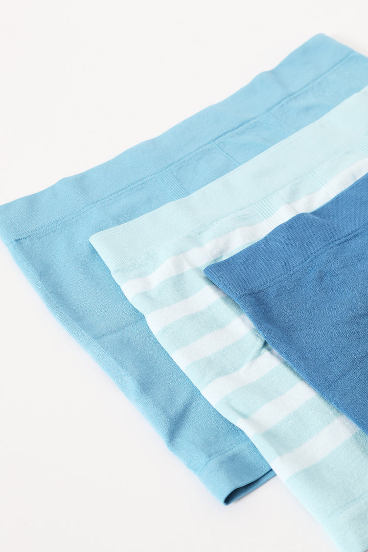 Boys 3 Pack Blues Seamless Boxers - Blue
