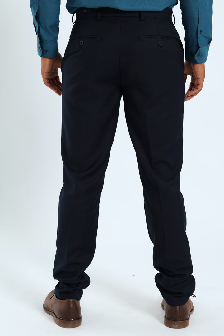 Slim Basic Smart Trousers - Navy