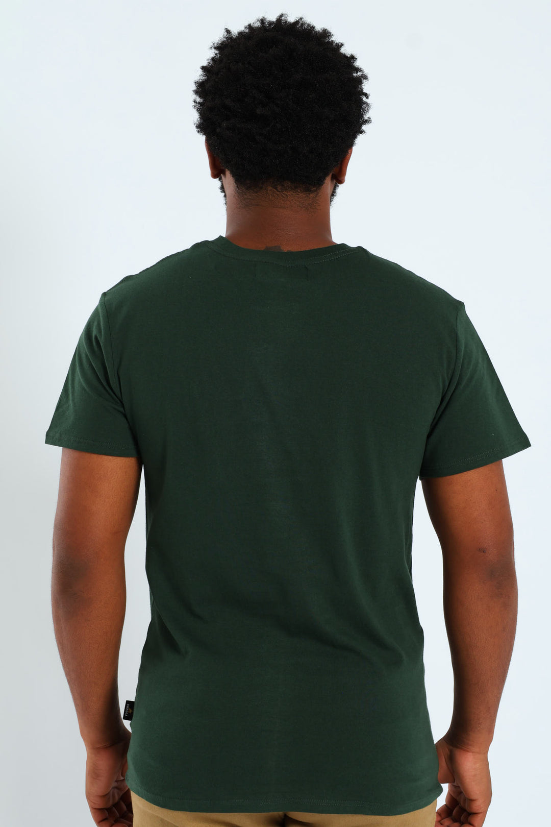 Short Sleeve Basic Print Tee - Bottle Green