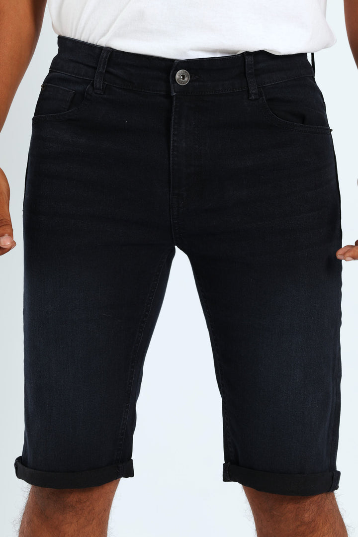 Denim Turnup Shorts - Blue/Black