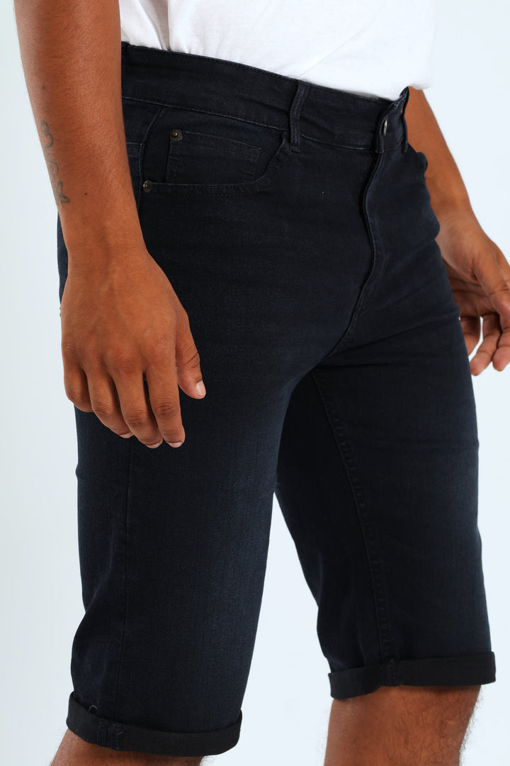 Denim Turnup Shorts - Blue/Black