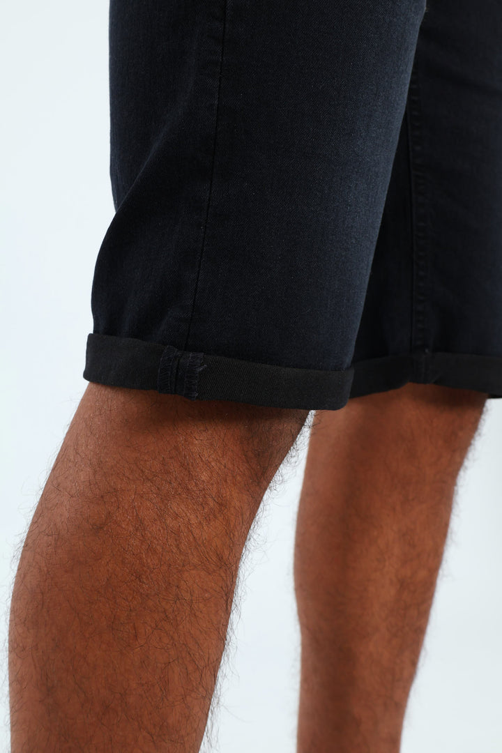 Denim Turnup Shorts - Blue/Black