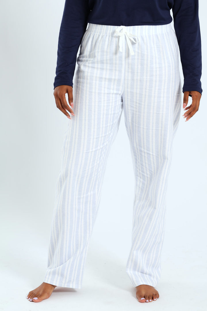Straight Leg Stripe Flannel Pant - White/Blue