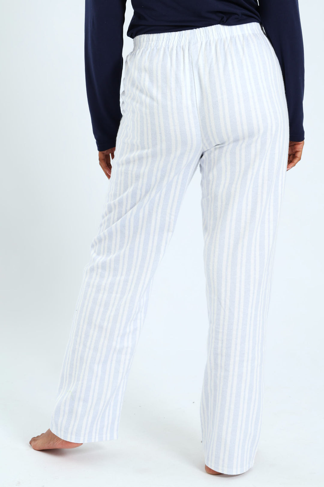 Straight Leg Stripe Flannel Pant - White/Blue