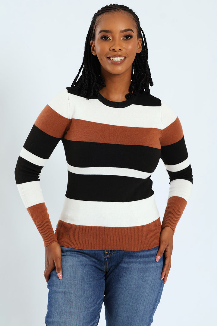 Striped Pullover - Black/Brown