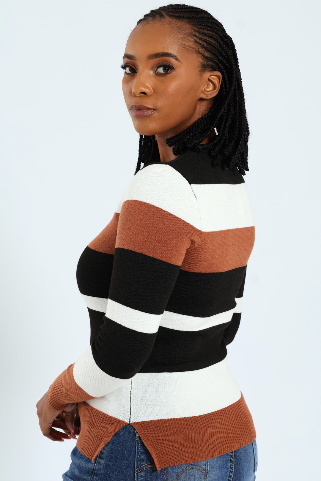 Striped Pullover - Black/Brown