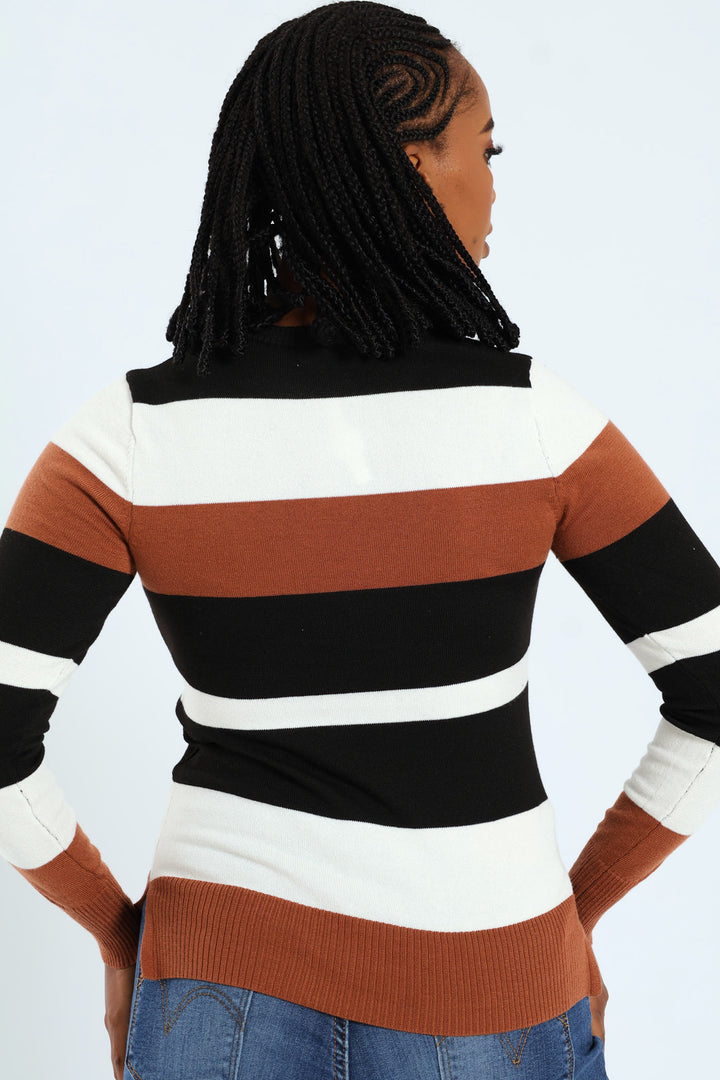 Striped Pullover - Black/Brown