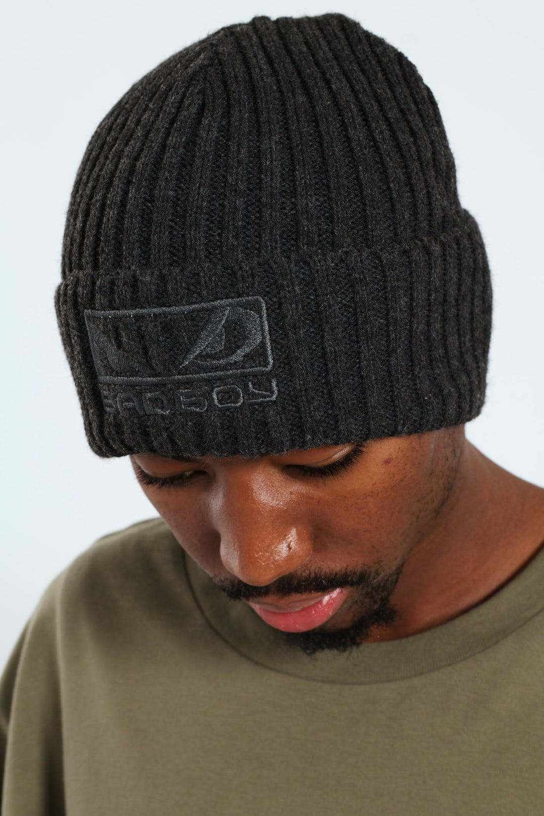 Basic Embroided Logo Beanie - Black